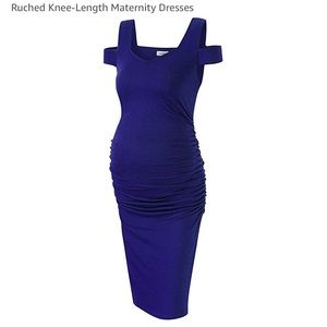 Blue knee length maternity dress
